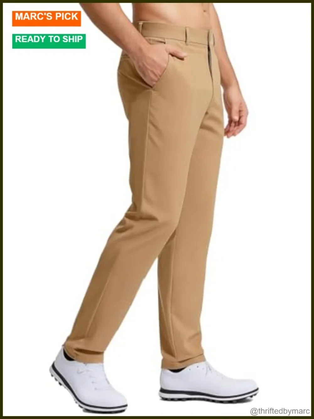 Men's Stretch Golf Pants Quick Dry Lightweight Straight Leg Slacks with Pockets